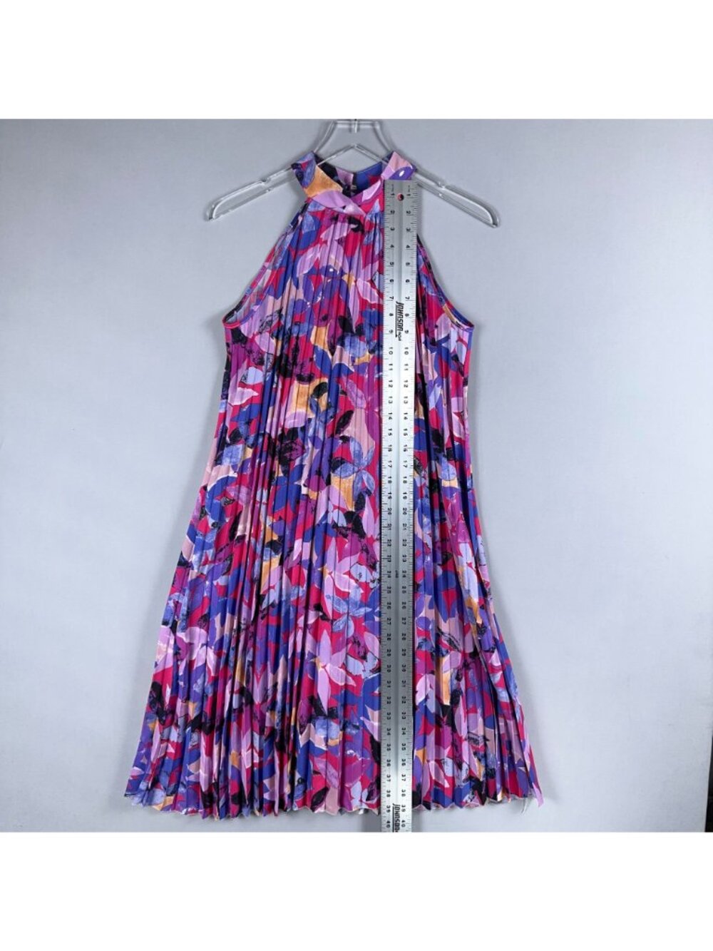 Shein Dress Size Small Sleeveless Floral Pleated Halter Neck Midi Multicolor - Picture 5 of 7